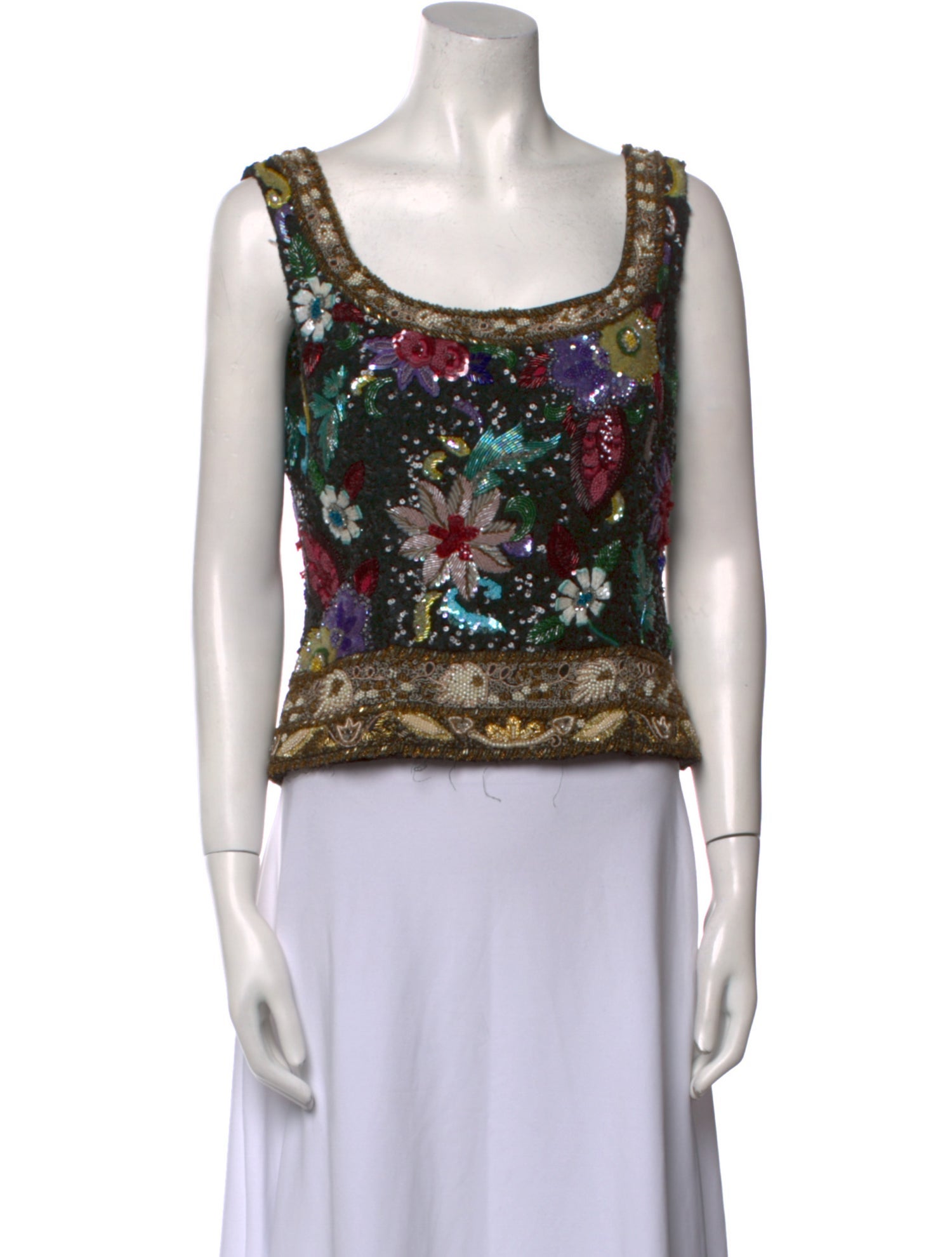 Richilene Printed Scoop Neck Crop Top