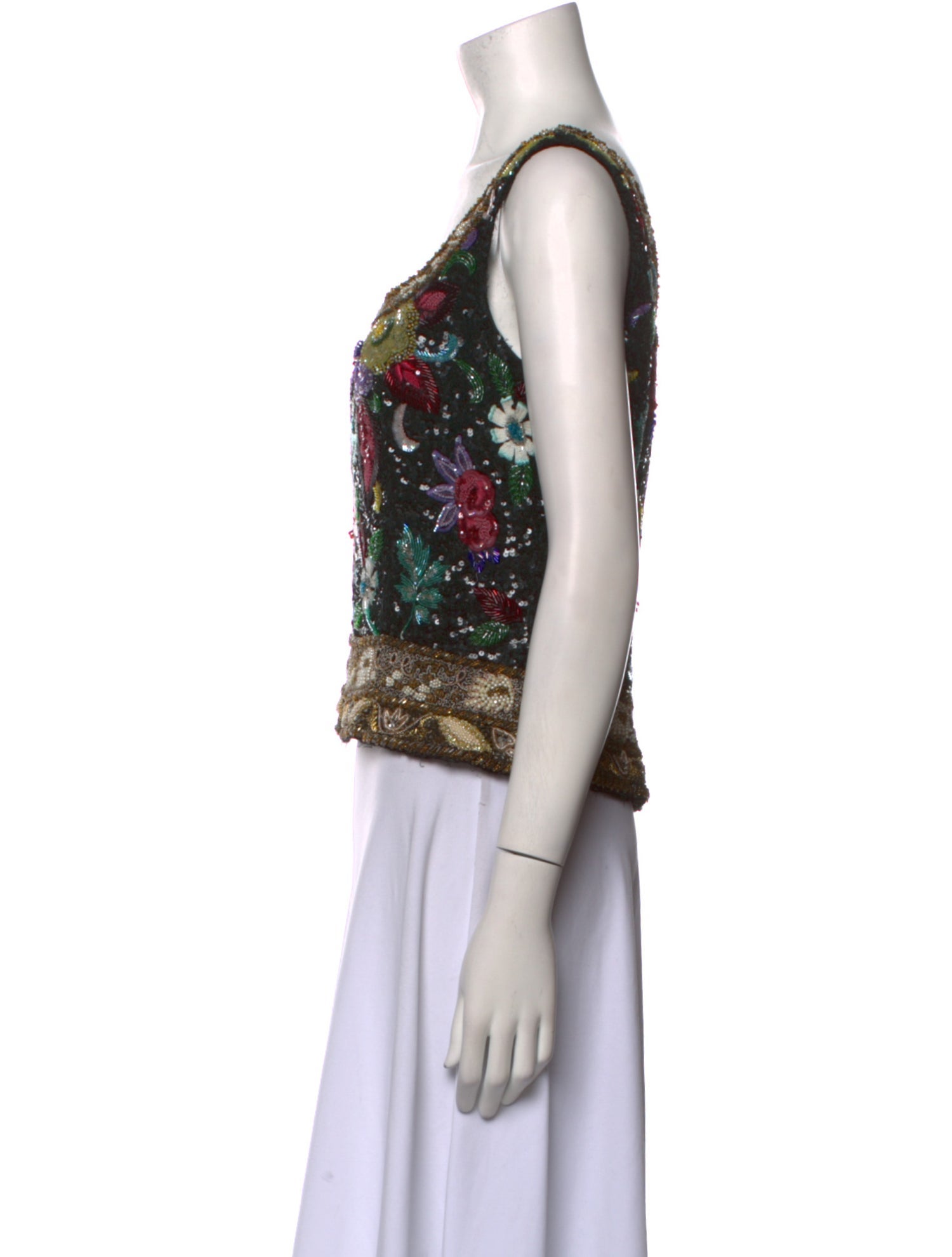 Richilene Printed Scoop Neck Crop Top