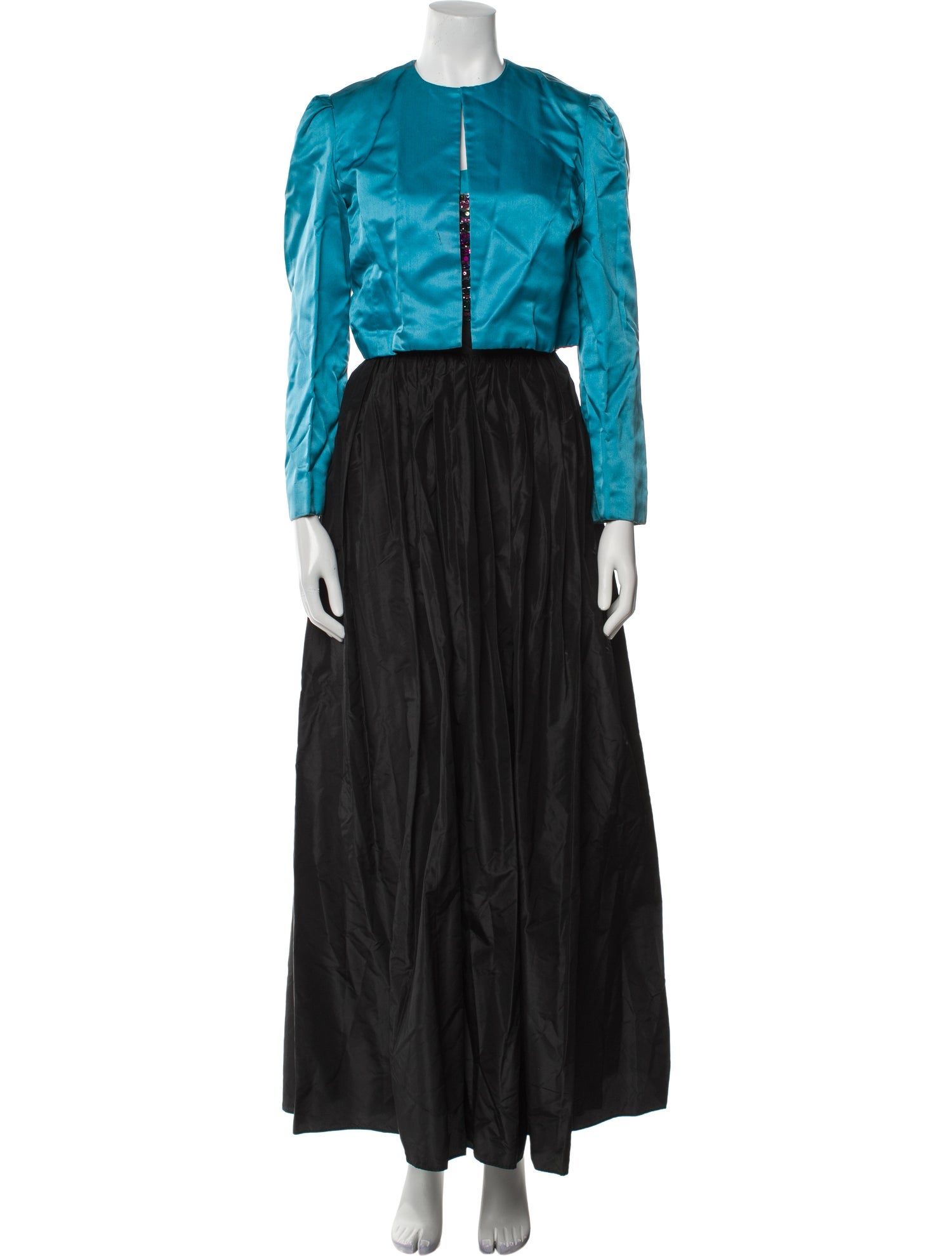 Richilene Colorblock Pattern Long Dress