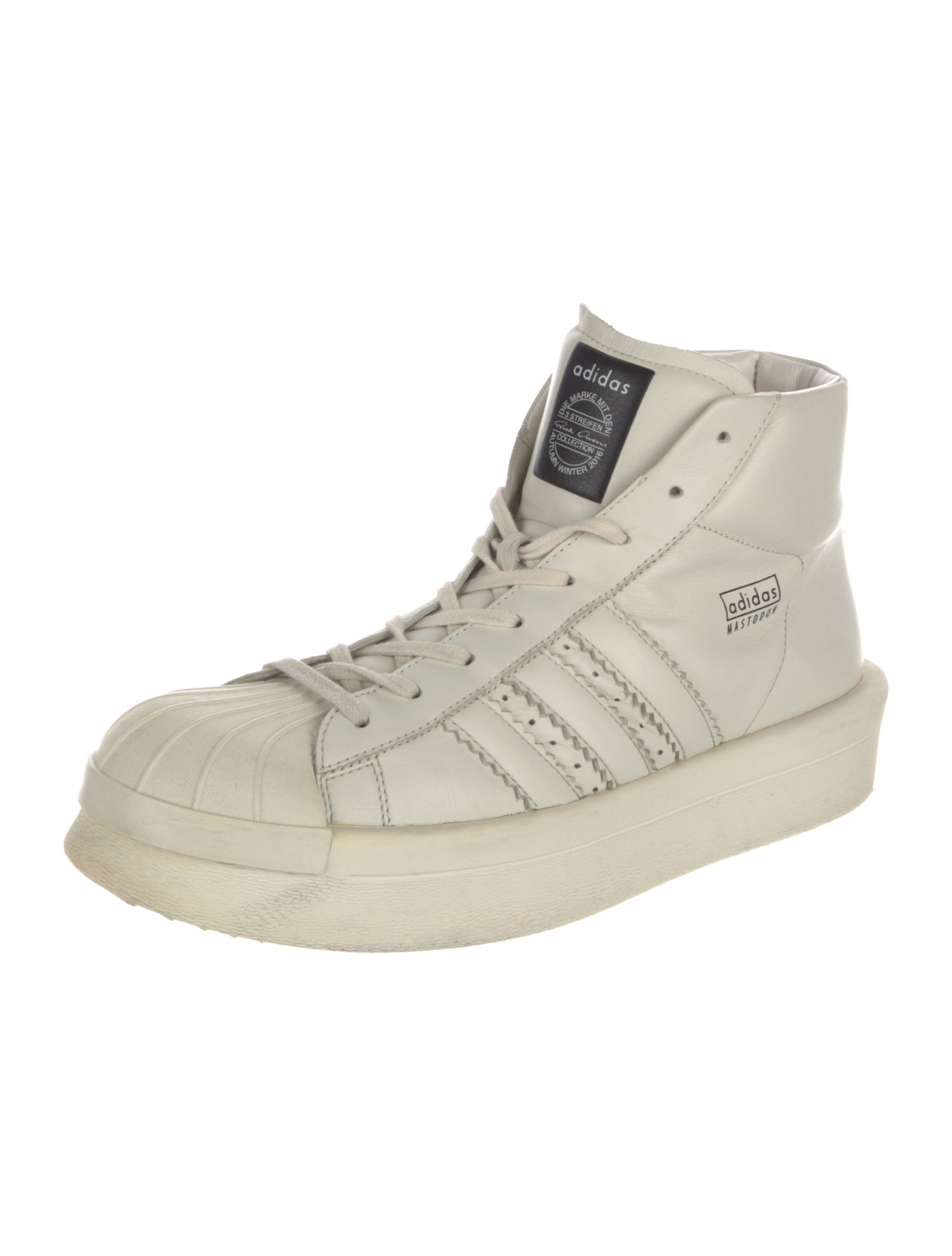 Rick Owens x Adidas Leather Printed Sneakers