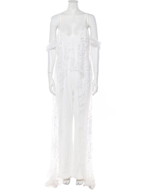 Rime Arodaky Lace Pattern V-Neck Jumpsuit