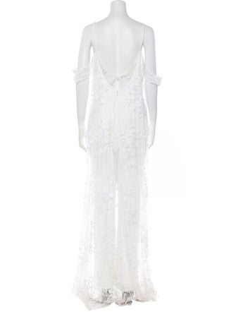 Rime Arodaky Lace Pattern V-Neck Jumpsuit