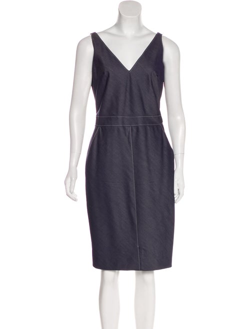 Richard Tyler Chambray Knee-Length Dress Blue