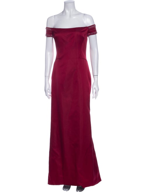 Richard Tyler Off-The-Shoulder Long Dress Red