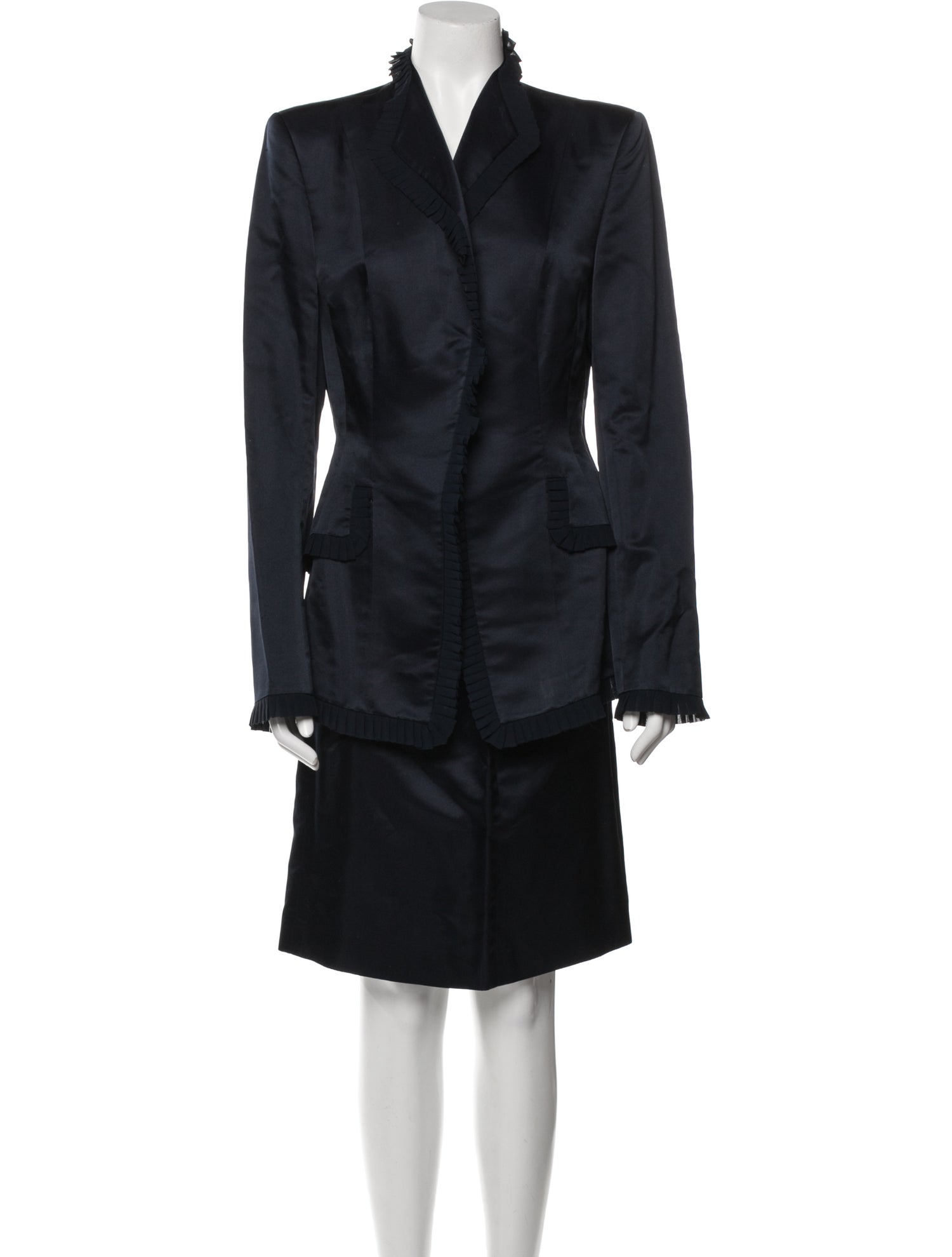 Richard Tyler Vintage Pleated Accents Skirt Suit