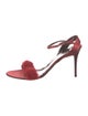 Richard Tyler Satin Feather Trim Slingback Sandals