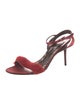Richard Tyler Satin Feather Trim Slingback Sandals