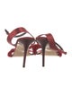Richard Tyler Satin Feather Trim Slingback Sandals