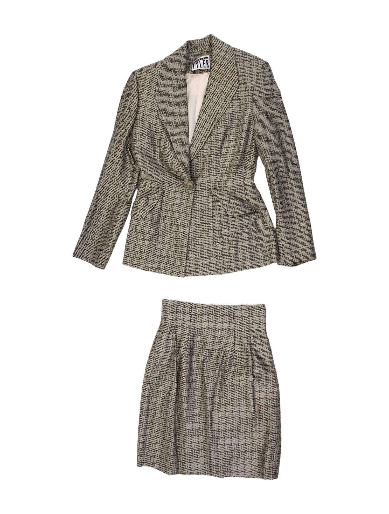 Richard Tyler Vintage Printed Skirt Suit