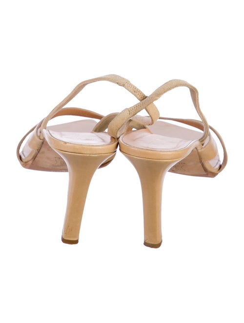 Richard Tyler Leather Ruffle Embellishment Slingback Sandals