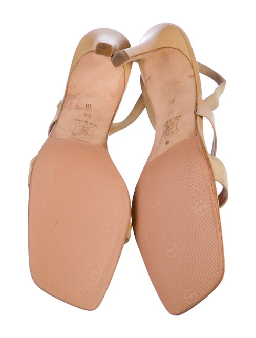 Richard Tyler Leather Ruffle Embellishment Slingback Sandals