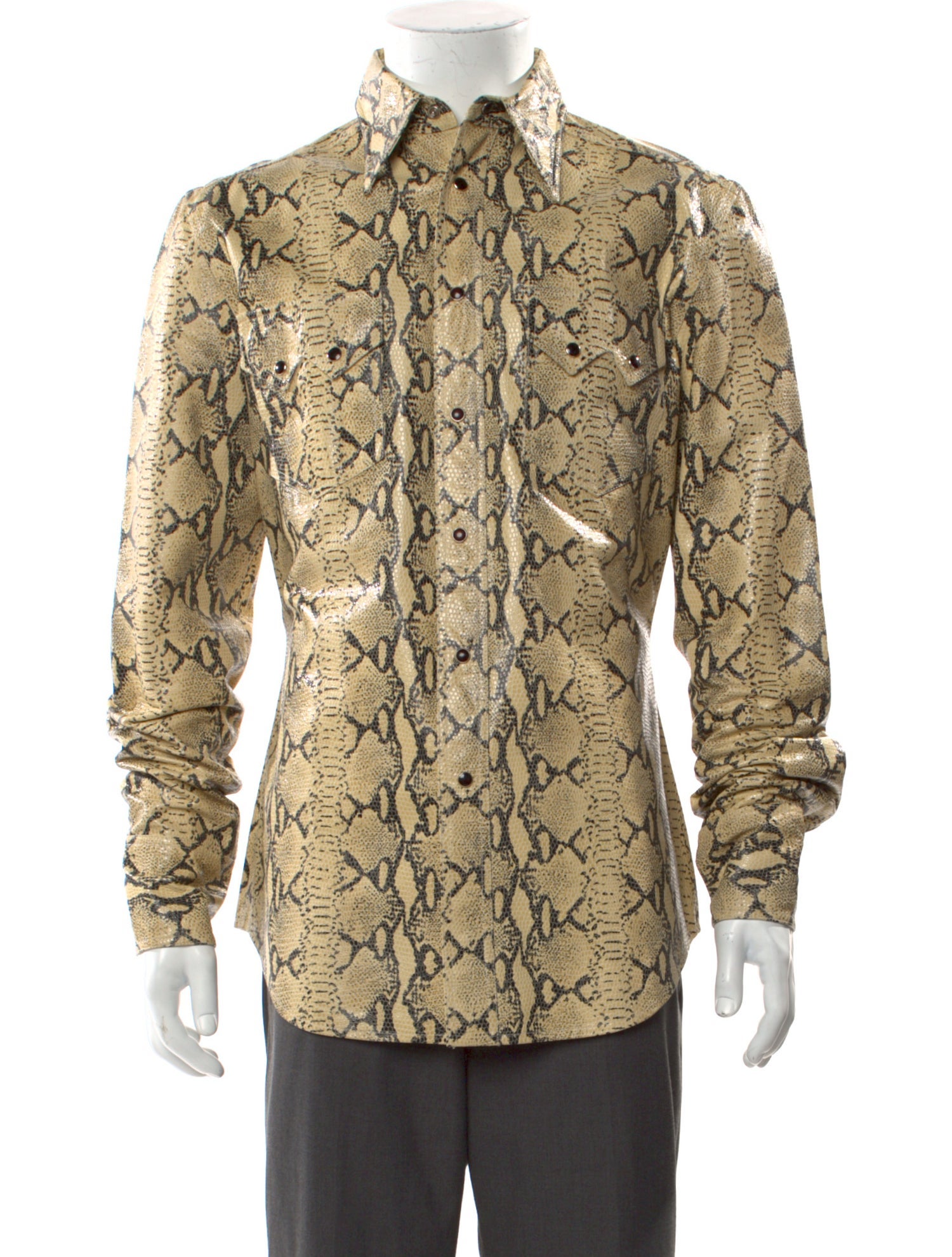 Richard Tyler Vintage 1990's Printed Leather Shirt