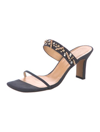 Richard Tyler Canvas Beaded Accents Slides