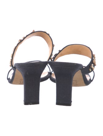 Richard Tyler Canvas Beaded Accents Slides