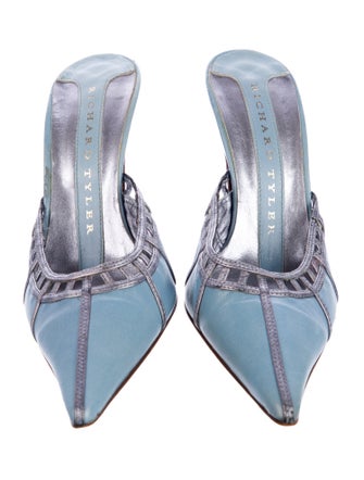 Richard Tyler Satin Printed Mules