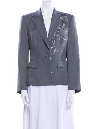 Richard Tyler Wool Graphic Print Blazer