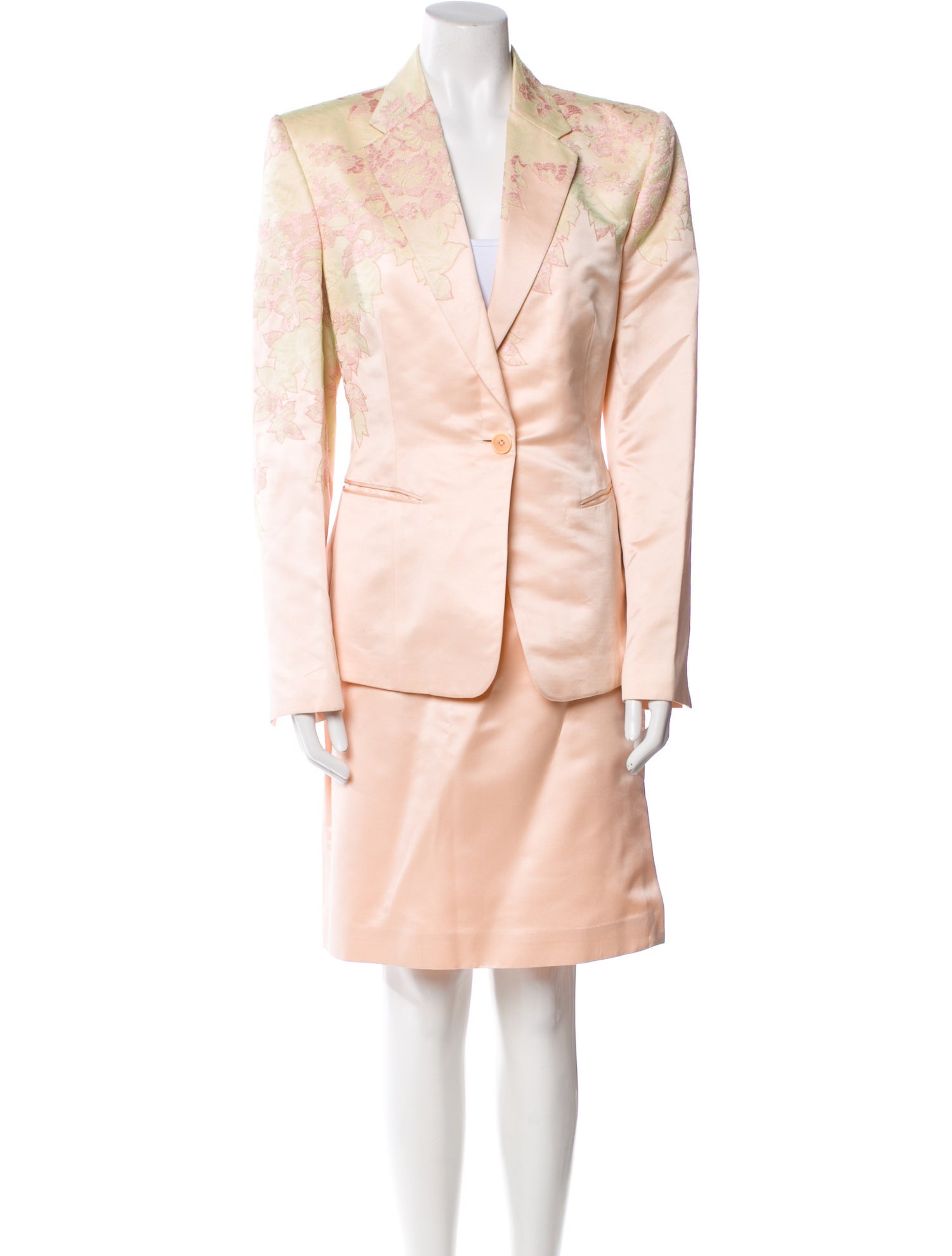 Richard Tyler Vintage Lace Trim Embellishment Skirt Suit