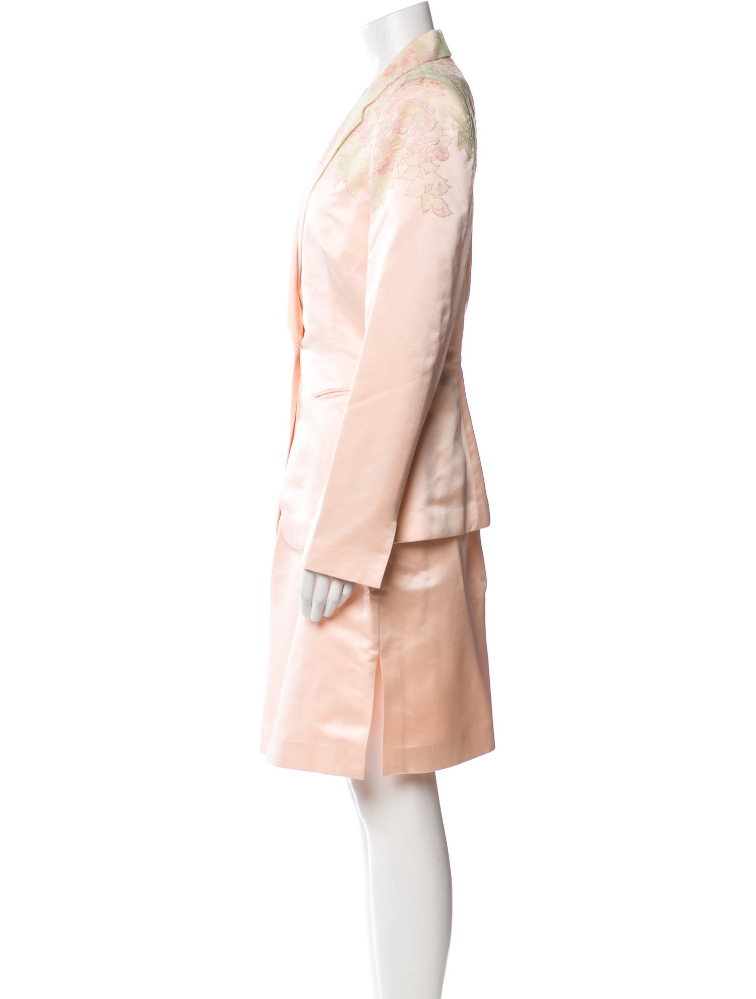 Richard Tyler Vintage Lace Trim Embellishment Skirt Suit