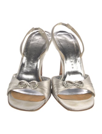 Richard Tyler Satin Crystal Embellishments Slingback Sandals