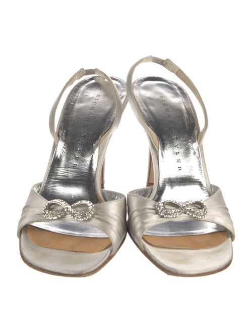 Richard Tyler Satin Crystal Embellishments Slingback Sandals