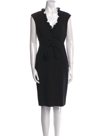 Richard Tyler Wool Knee-Length Dress