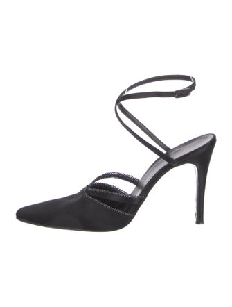 Richard Tyler Satin Beaded Accents Mules