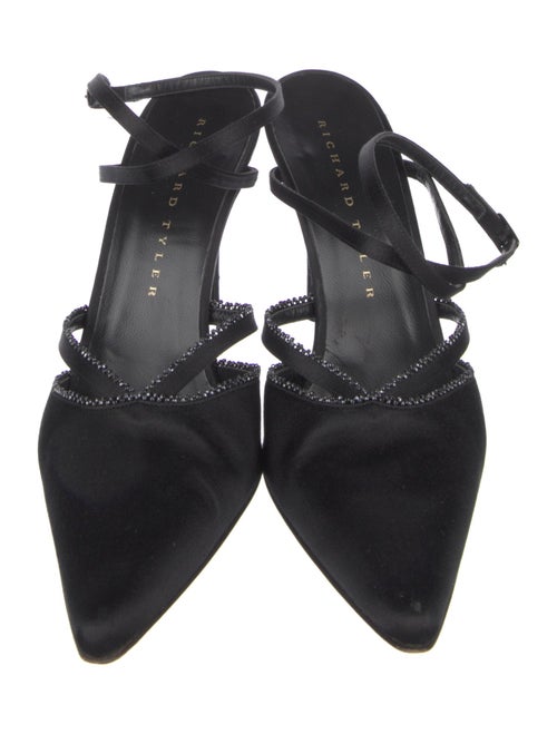 Richard Tyler Satin Beaded Accents Mules