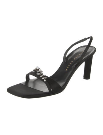 Richard Tyler Satin Crystal Embellishments Slingback Sandals
