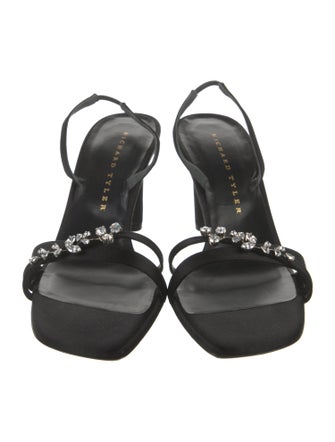 Richard Tyler Satin Crystal Embellishments Slingback Sandals