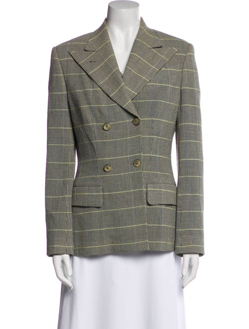 Richard Tyler Wool Plaid Print Blazer