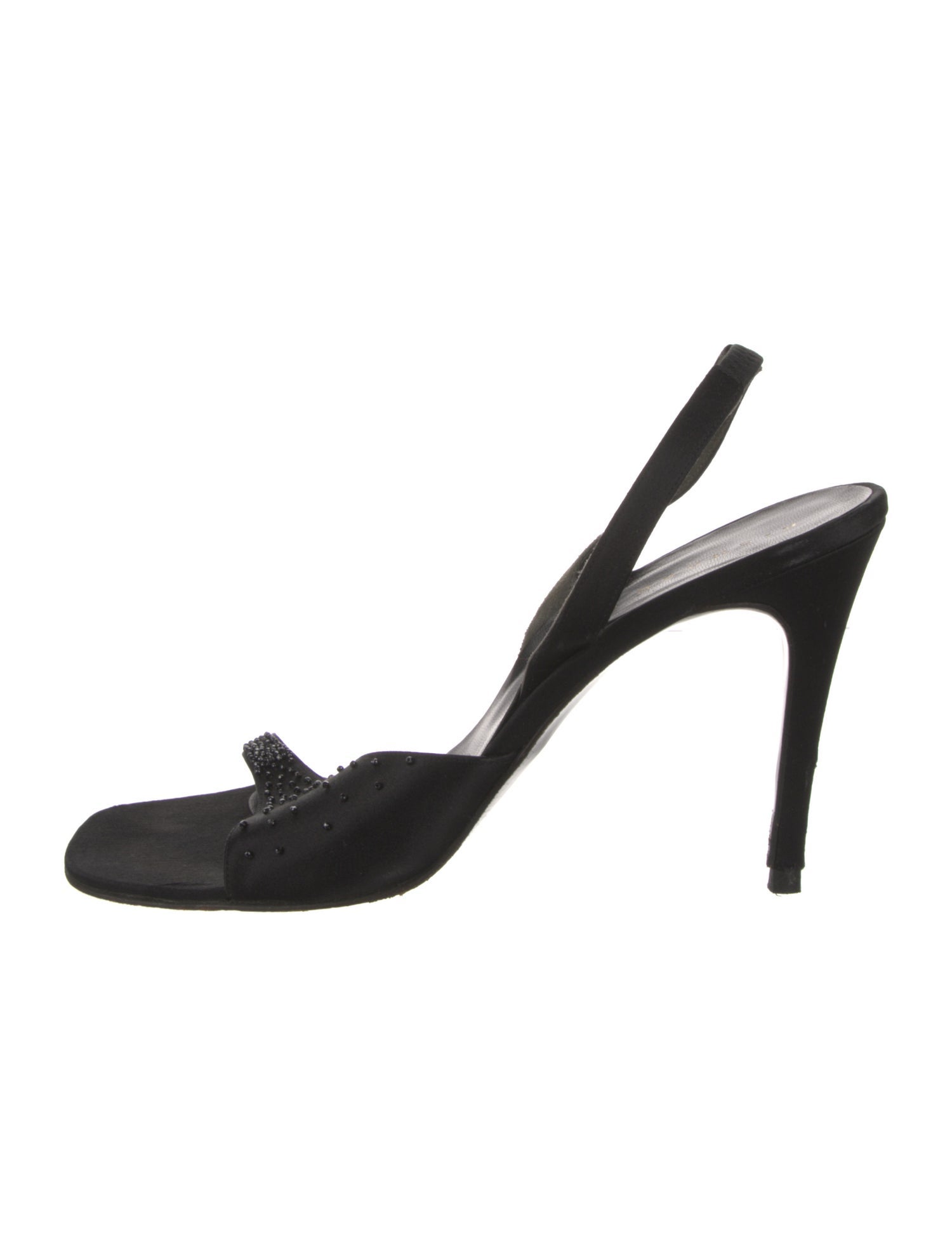 Richard Tyler Satin Beaded Accents Slingback Sandals