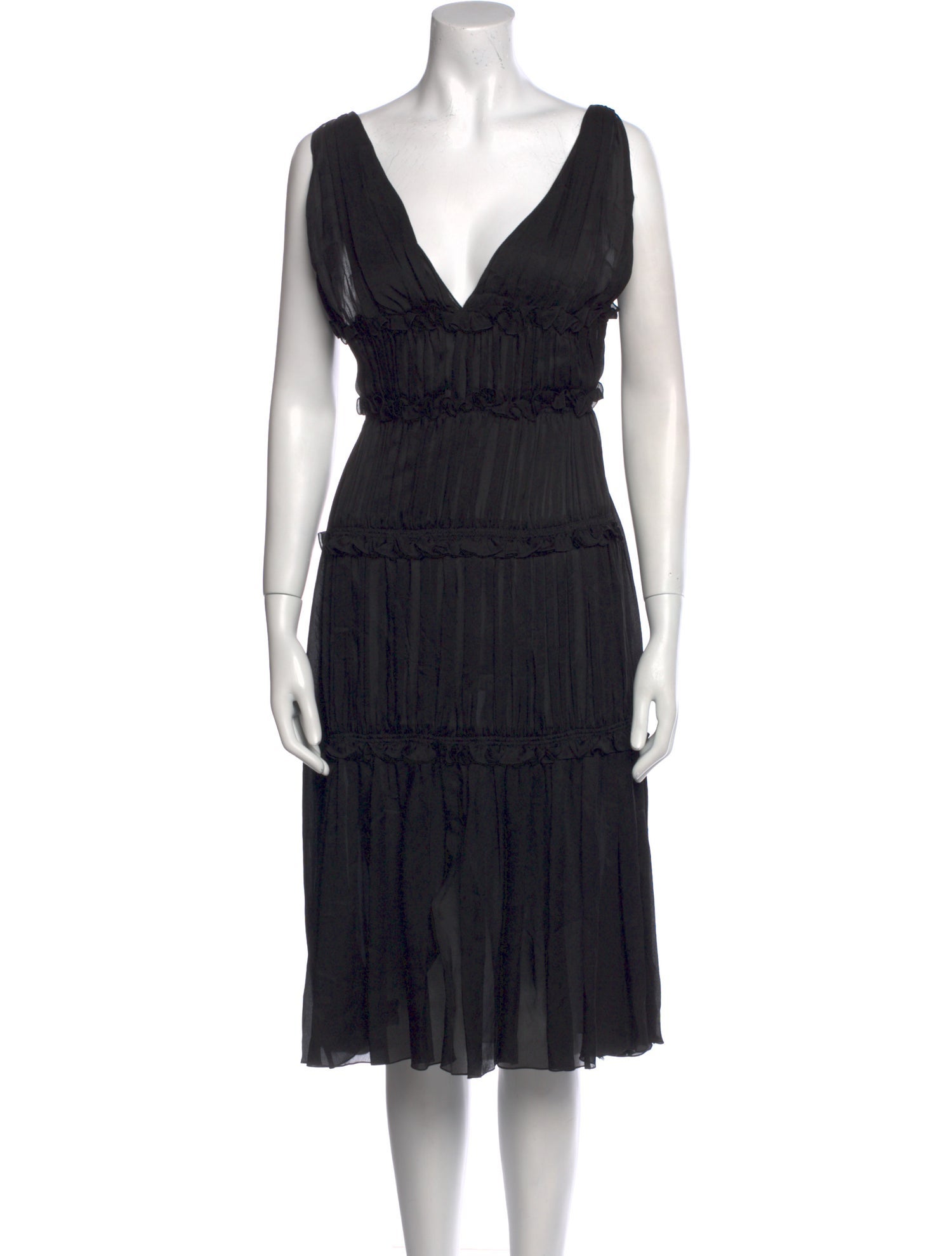 Richard Tyler V-Neck Midi Length Dress