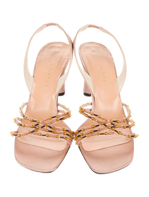 Richard Tyler Satin Beaded Accents Slingback Sandals