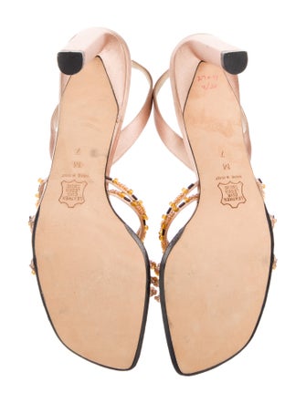 Richard Tyler Satin Beaded Accents Slingback Sandals