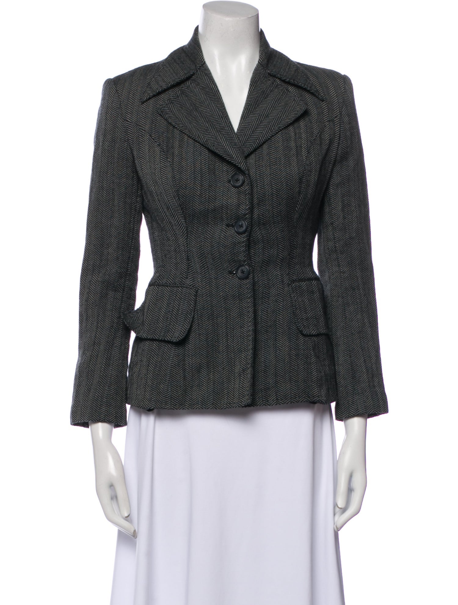 Richard Tyler Wool Striped Blazer