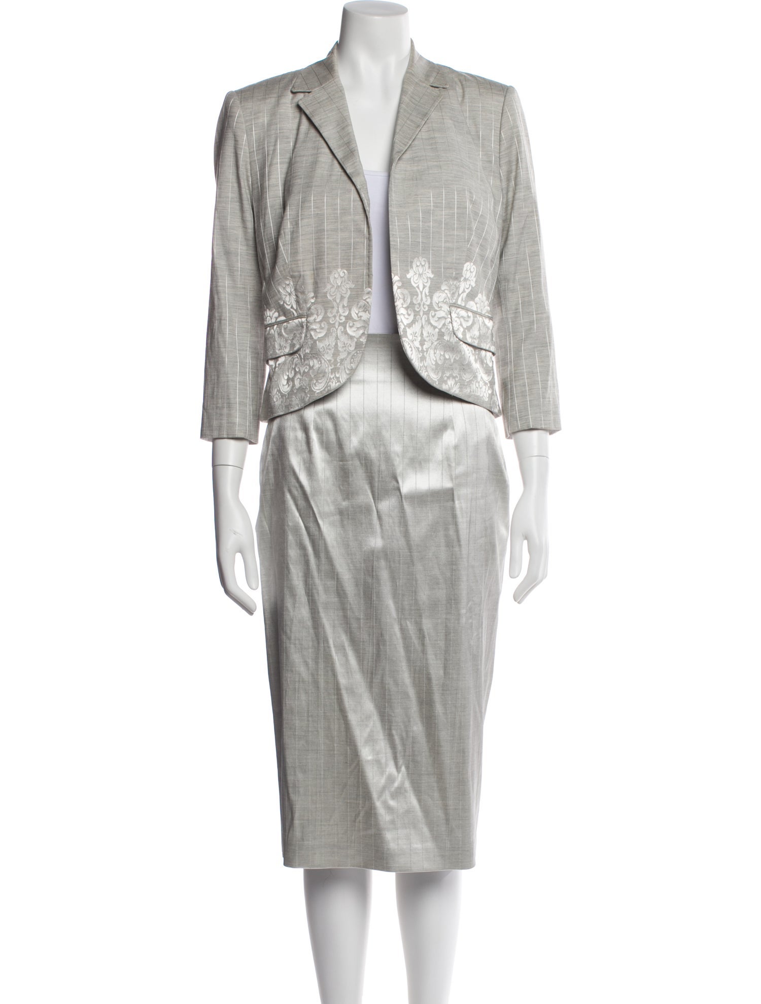 Richard Tyler Striped Skirt Suit