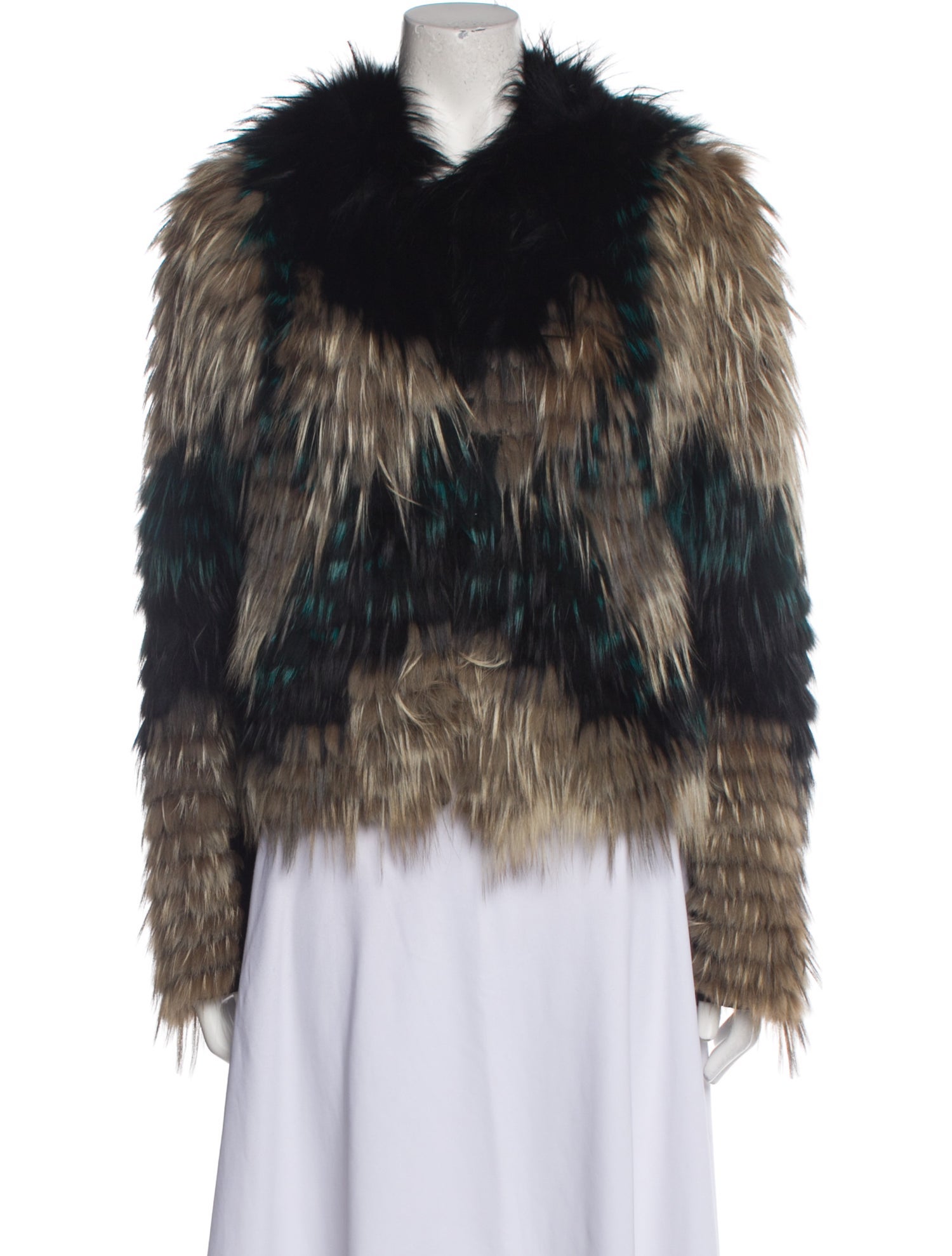 Rizal Wool Printed Faux Fur Jacket
