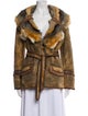 Rizal Plaid Print Fur Jacket