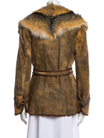 Rizal Plaid Print Fur Jacket