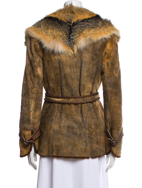 Rizal Plaid Print Fur Jacket