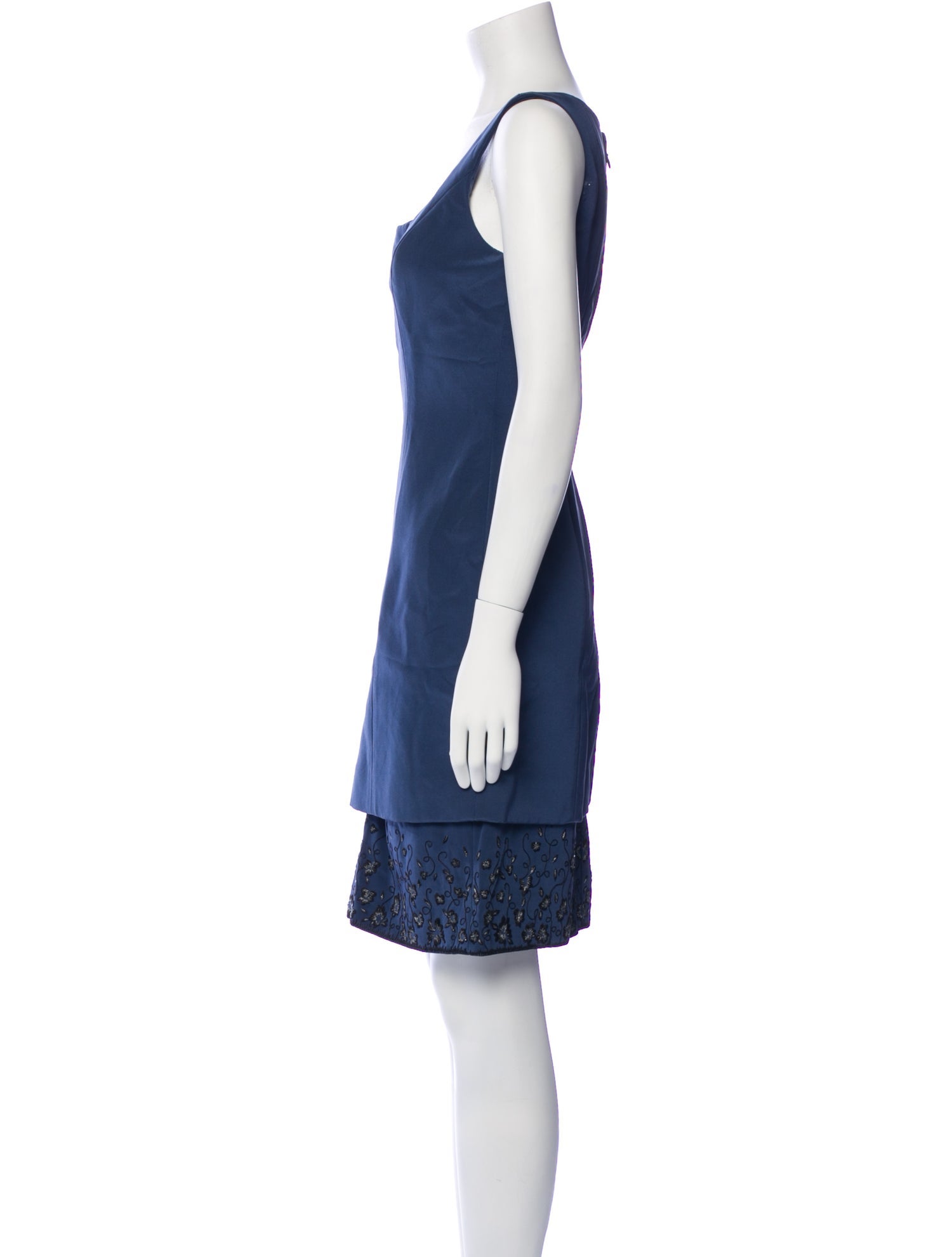 Roland Nivelais Silk Knee-Length Dress