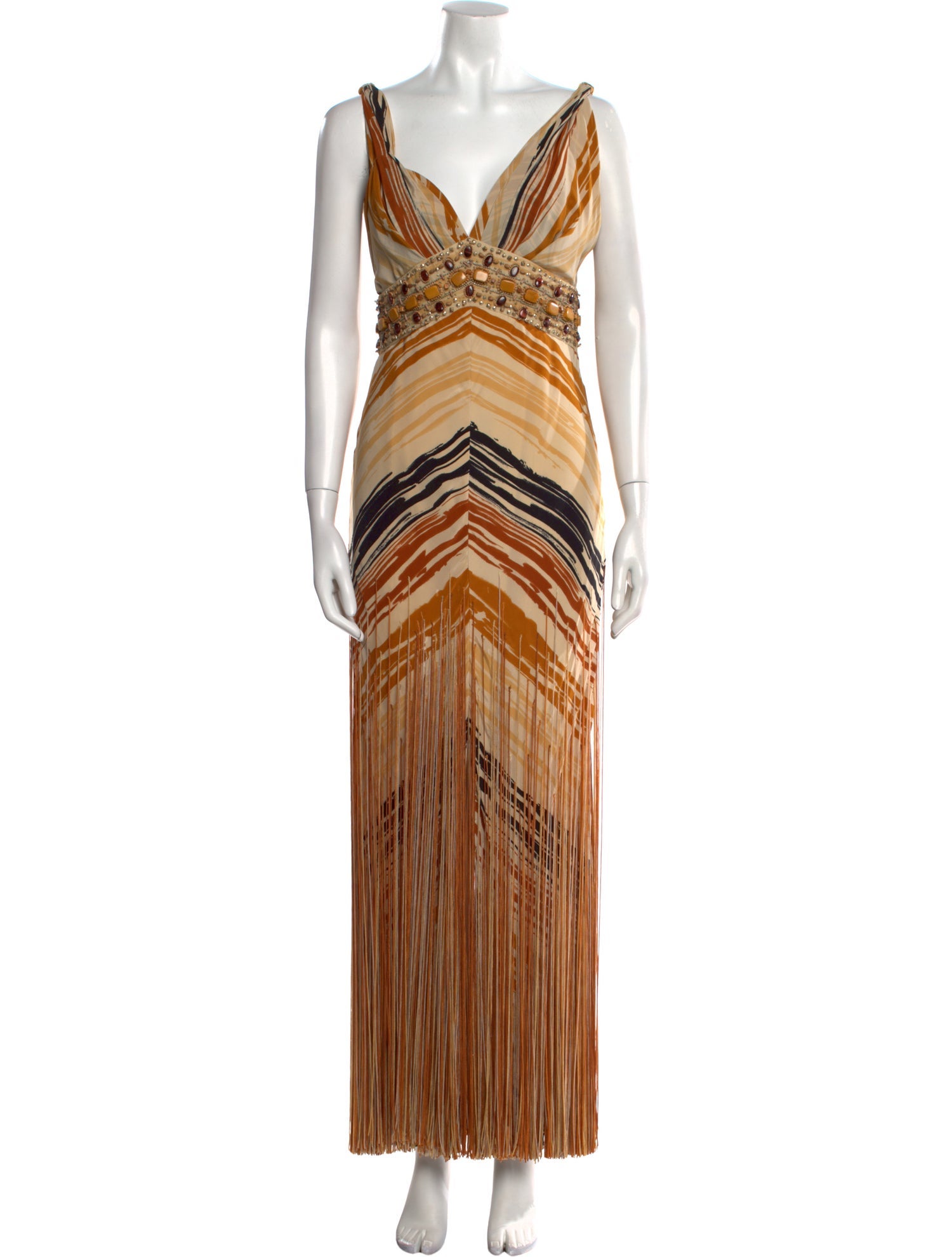 Roland Nivelais Striped Long Dress