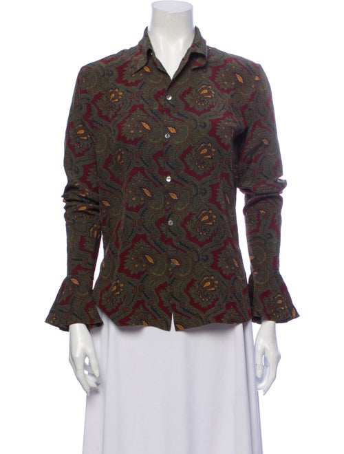 Ralph Lauren Purple Label Silk Paisley Print Butto