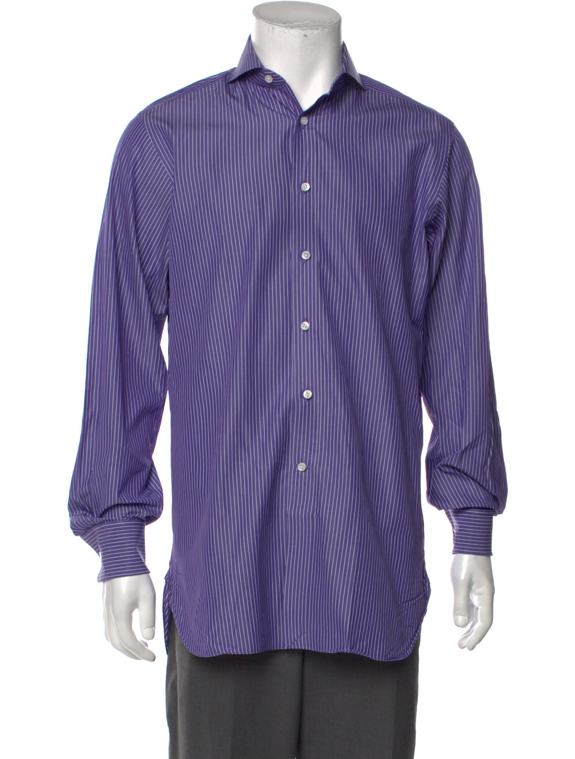 Ralph Lauren Purple Label Striped Long Sleeve Shirt - Purple Dress ...