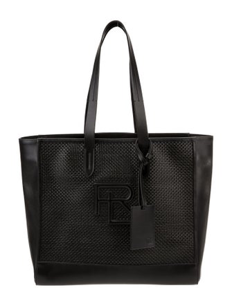 Ralph Lauren Purple Label Logo Solid Leather Tote Bag