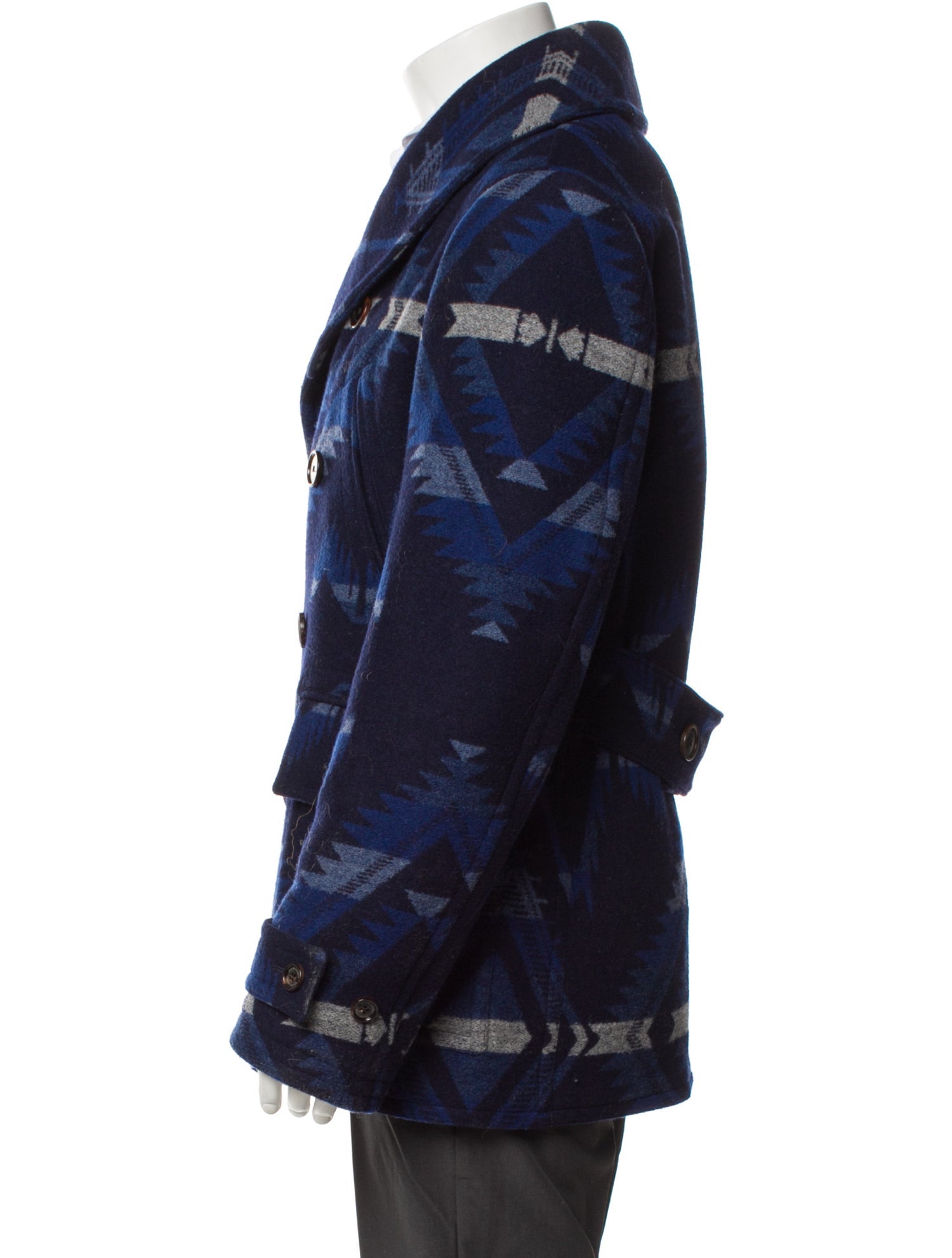 Ralph Lauren Purple Label Wool Plaid Print Peacoat