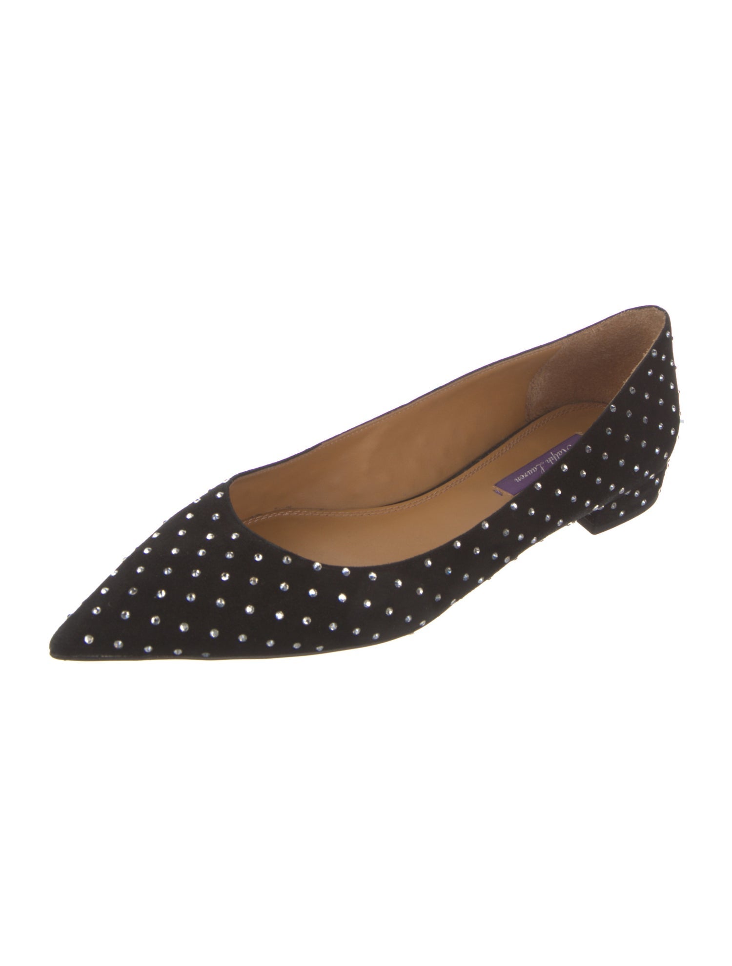 Ralph Lauren Purple Label Suede Crystal Embellishments Flats
