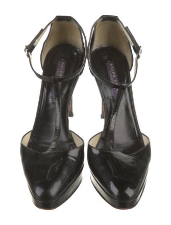 Ralph Lauren Collection Patent Leather T-Strap Sandals