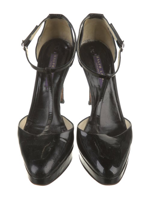 Ralph Lauren Collection Patent Leather T-Strap Sandals
