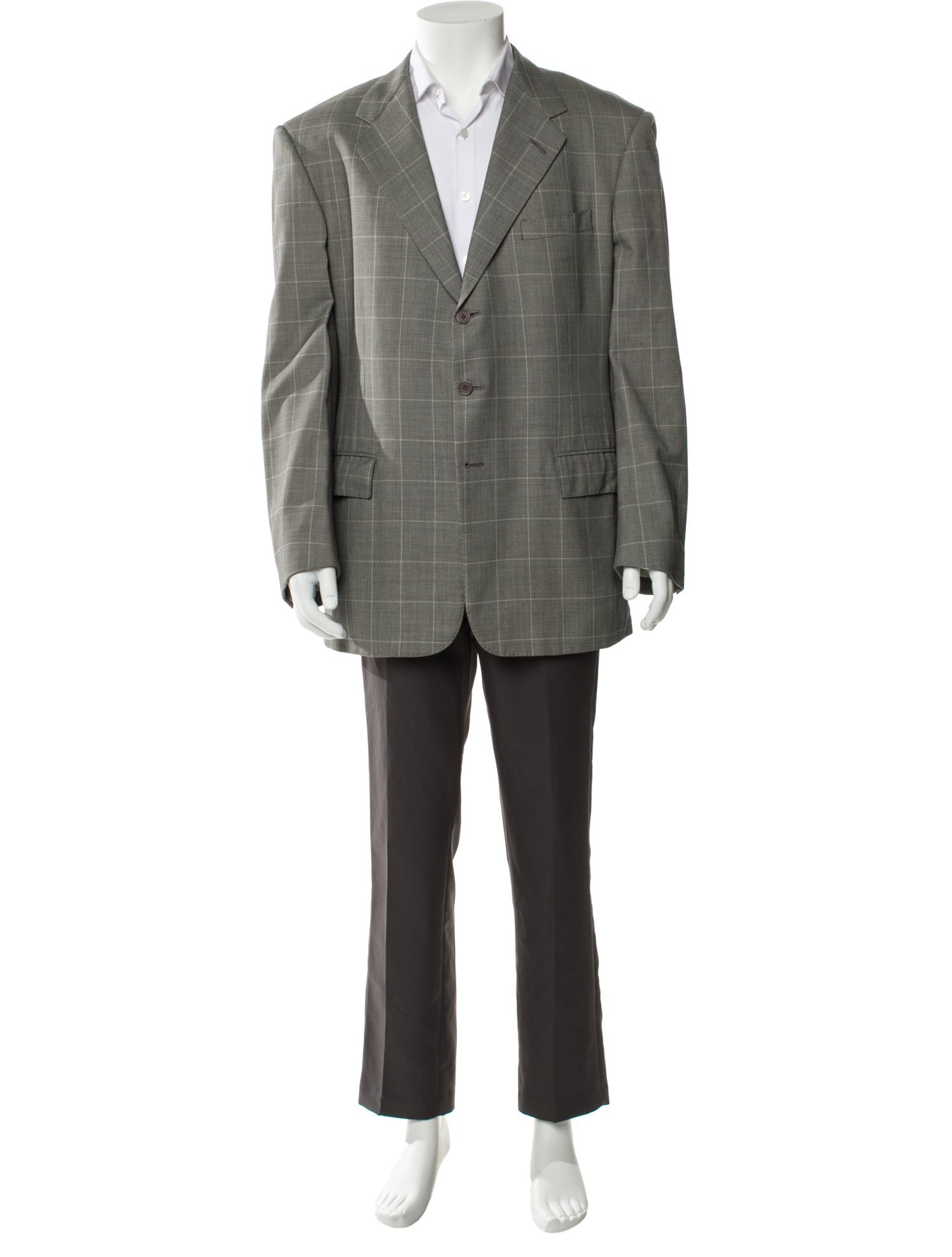 Ralph Lauren Purple Label Wool Plaid Print Blazer